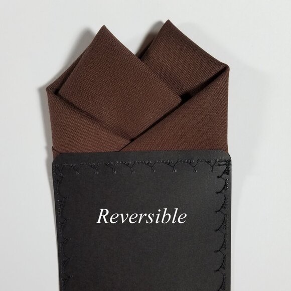 New - Dark Brown Cotton Pre-Folded Pocket Square Handkerchief Insert - Picture 5 of 7